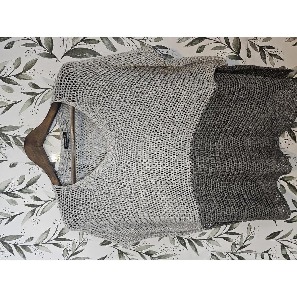Eileen Fisher Blouse Blue Women One Size Knit Two Tone